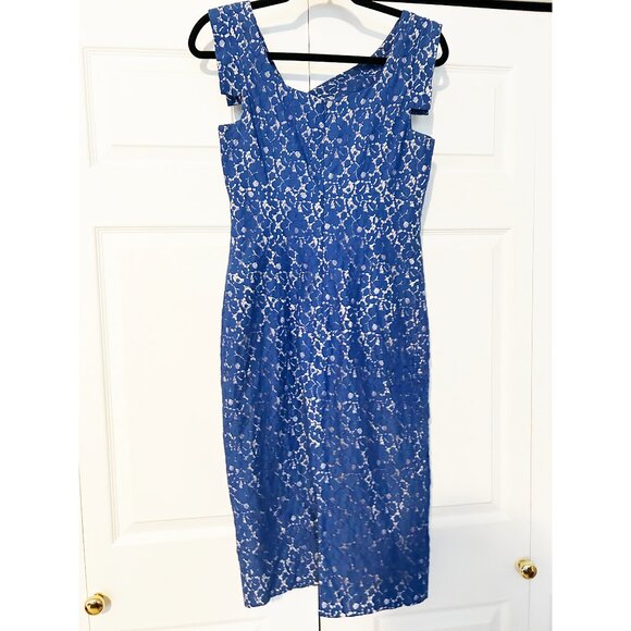Black Halo Jackie O Cobalt Blue Lace Dress Size 6 - Picture 3 of 4